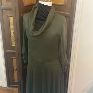 Olive green long sleeve fully lined sweater dress Amanda Lane size Medium
